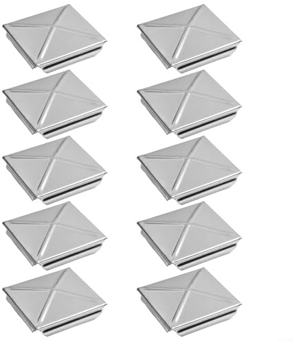 Caswynlife Pyramidenpfosten aus Edelstahl für quadratische Zaunpfosten, verzinkte Abdeckkappe zum Schutz des Holzes vor Feuchtigkeit und Verfall, silberner Säulenhut für Gartenzaunzubehör (10 Stück