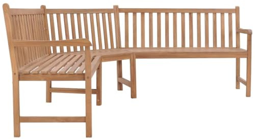 Eckbankgruppe aus Teakholz 185x185x90 cm | Robustes Massivholz, saisonal und geschliffen, komfortable Sitzfläche, rustikaler Charme für Ihre Terrasse