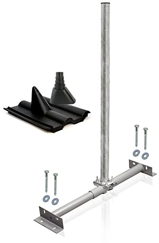Premium X Dachsparrenhalter Set für Satellitenschüssel Sparrenhalter 1m SAT Mast Frankfurter-Pfanne Tülle schwarz