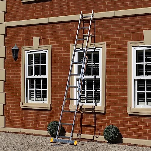 Trade Master Pro® 2 Section Extension Ladder | Auto Locking Clips | Aluminium | Anti Slip Stabiliser bar | 150kg Weight Rating | EN131 Pro Certified | Size: 3.13m