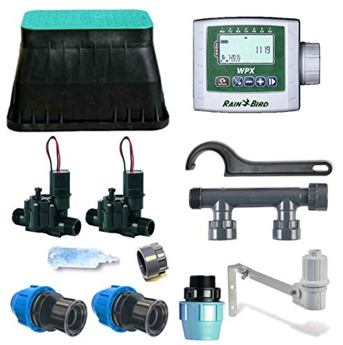 Rain Bird kit Completo riego con centralina Horizontal (preparado de pratoerboso.Com (2 zonas)