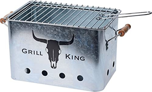 Grilloir/Barbecue au Charbon de Bois - Rectangle - Argent - 32x20x20 cm