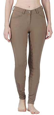 Avon Equine Damen Reithose Damen Vollbesatz Griff Silikon Reithose Sticky Bum, Taupe/Braun/Mokka, 50