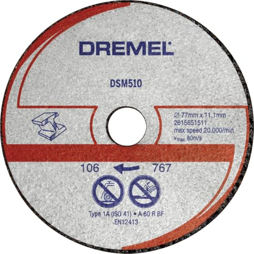 Dremel DSM510 Multifunktions Trennscheibe Multipack, Zubehörsatz mit 3 Trennscheiben 77mm für die Kreissäge zum Sägen und Trennen von Holz und weichen Materialien
