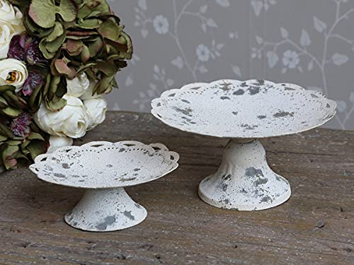 Chic Antique Dekoschale Kelch Aufsatz antik weiß Ø 17,5x9cm Schale Kelch auf Fuß Shabby Chic