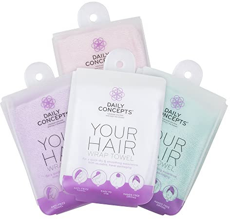 DAILY CONCEPTS Daily Hair Towel Wrap Reduces Frizz and Drying Time, Suitable for After the bath, Shower, Gym or During any Beauty Ritual, Microfiber Towel For Hair