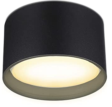 lambado® LED Aufbaustrahler flach mit schöner Lichtfläche - Set inkl. LED GX53 mit 6W 230V warmweiß - Runde Aufbauleuchte in schwarz matt