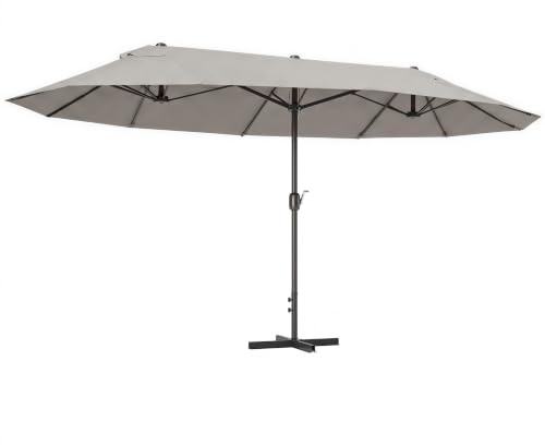Outsunny Parasol de Jardin Exterieur 4,6 x 2,7 m avec Pied en Croix - Grande Parasol Double Rectangulaire avec Manivelle, Polyester 180 g/m², Protection Solaire - pour Terrasse Patio, Café