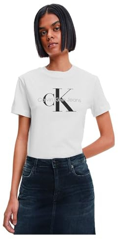 Calvin Klein Jeans Damen Core Monologo Regular Tee J20j219142 Kurzarm T-Shirts, Weiß (Bright White), L EU