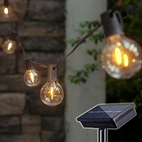Solar Outdoor String Lights, 15FT G50 Patio Lights String Waterproof with 10 Warm White LED Shatterproof Bulbs, Perfect for Garden, Backyard, Pergola, Party, Cafe, Camping Decoration (15FT)