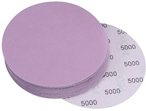 sourcing map 15 Stück 12,7 cm lila Schleifscheiben 5000 Körnung Klettverschluss Professionelles Aluminiumoxid Schleifpapier nass trocken Politur für Holz Metall Farbe Finishing