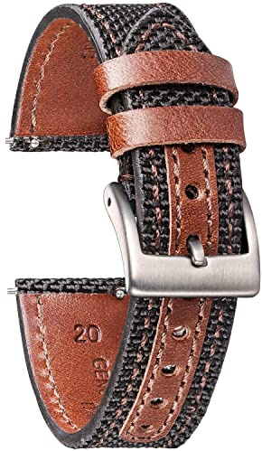 Hemsut Leder mit Nylon Uhrenarmband 18mm 20mm 22mm Schnellverschluss Uhrenarmbänder für Männer Frauen Schnellverschluss