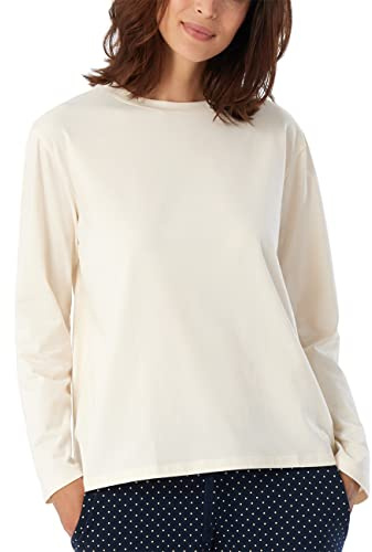 Schiesser Camiseta de Dormir para Mujer, Manga Larga, Mezcla de algodón + Parte Superior de Pijama Relajante, Crema_179273, 44