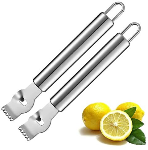 2 Stück Zestenreißer Zitronenreibe - Zitrone Schäler Edelstahl - Orange Schäler Citrus Obst Reibe Peeling Messer