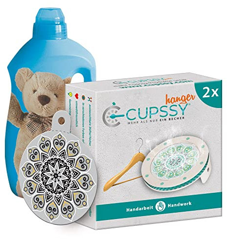 Cupssy Hanger Duftpads - Kleiderschrank Lufterfrischer, neutralisiert schlechte Gerüche, Parfüm für Deine Kleidung, Duft: Frische Wäsche Kuschelweich, Farbe: Baige, 2er Set, Made in Germany