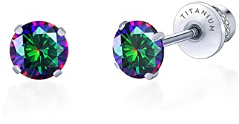 Limerencia Titan Ohrringe mit Schraubverschluss, G23 Medizinische Ohrstecker Hypoallergen Gesundheitsstecker Ohrringe, 5mm CZ Ohrringe für empfindliche Ohren Mode Damen Herren Schmuck
