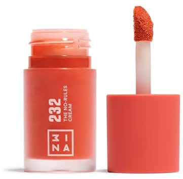 3INA MAKEUP - The No-Rules Cream 232 - Korallenrot - Liquid Blush für Augen Lippen Wangen - Rouge mit Süßmandelöl - Cream Blusher für Natürliches und Leuchtendes Finish - Vegan - Cruelty Free