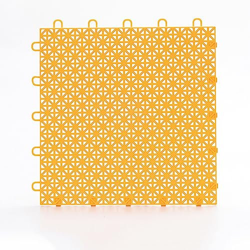 XLIHAWY Drainage-Fliesen Interlocking, Modularer Außenbereich Bodenmatte, Rutschfestes Verbinden wasserdichte Drainagefliese Für Duschen Sauna (Farbe : Gelb, Größe : 25x25CM/4PCS)