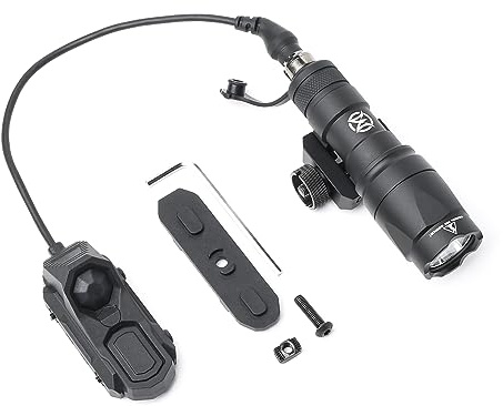 QIRUIMY M300A Lampe de poche LED Torche tactique 600 Lumens,Lumière Scout légère pour mlok Keymod 20mm Picatinny Rail System (Noir)