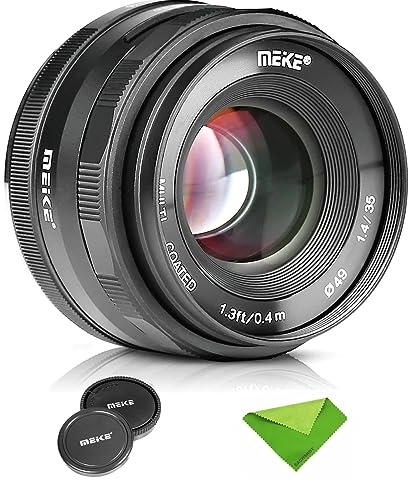 Meike 35mm F1.4 Obiettivo con messa a fuoco Manuale ad ampia Apertura per attacco M43/MFT, compatibile con Olympus compatibile con Panasonic Fotocamere