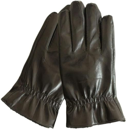 FLYIFE Unisex-Erwachsene Handschuhe Herrenhandschuhe Dicke Laufwerk Fahren Leder Warm Auto Moderne Casual Winterhandschuhe Winter Lederhandschuhe Herren/Schwarz/M