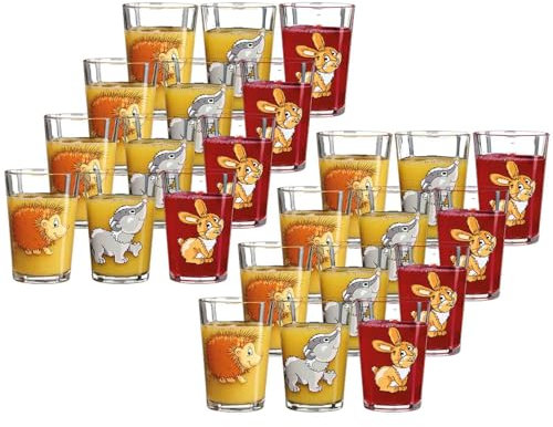 Ritzenhoff & Breker Kinderbecher Waldtiere 24er Set, Kindergläser mit bedruckten Motiven, Großes Set für Kindergeburtstage und Kinderfeste, Spülmaschinengeeignete Gläser