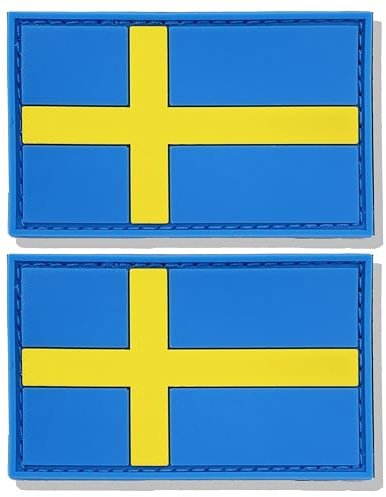 stidsds 2-pack Sveriges flagga lapp svensk militär taktisk lapp Sverige flaggor PVC-krok och ögla fästplåster för kläder hatt ryggsäckar stolthet dekorationer