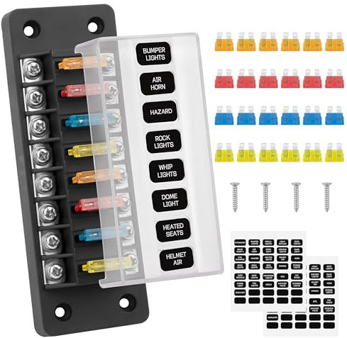 GUNGY Boîte Fusibles 8 Voies Porte Fusible 12V Boite Fusible Voiture avec 24 Fusibles et Autocollants pour Automobile Bateau Fourgonnette