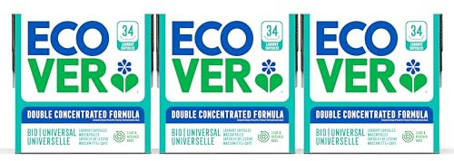 Ecover Waschmittel Kapseln - Wäschekapseln mit frischem Duft von Flieder & Rosen, 3x Packungen mit 34 Stück