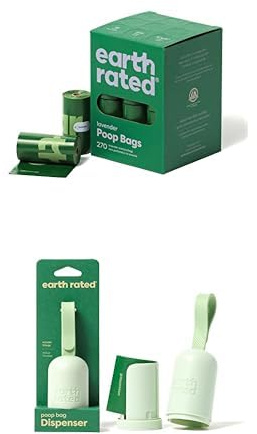 Earth Rated Hundekotbeutel, garantiert auslaufsichere und extra dicke Abfallsäcke Nachfüllrollen für Hunde, Lavendelduft, 270 Stück, 2er-Pack, Bündel mit 540 Beuteln