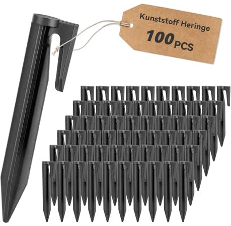 Forhandy Lot de 100 piquets terre pour câble de délimitation robot tondeuse, ancrage au sol en plastique, crochets terre, clous fil de délimitation, piquets stables