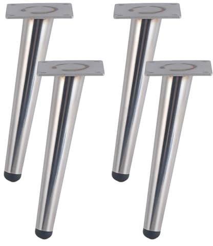 Tischbeine Eisen, 4 Stück DIY Silber Tischfüße Höhe: 10-72cm Couchtisch/TV Tisch/Schreibtische/Kommode/Nachttisch Beine Möbelfüße Schräge Konisch Galvanikfläche Oberflächenbehandlung-20cm/7.9in