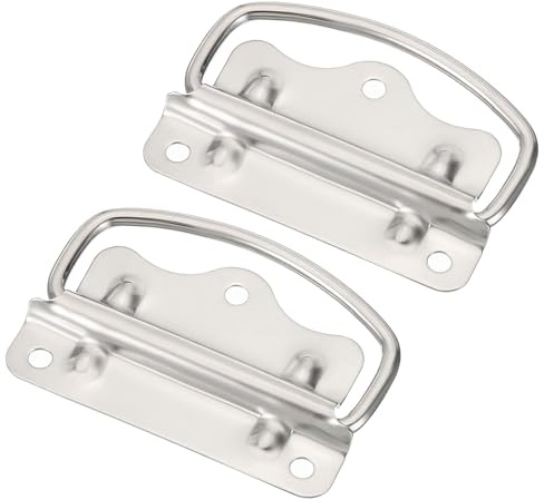 Sourcing Map 2Pcs Stainless Steel Pull Handles, Silver, 80 x 58 x 1 mm, Universal Chest Handle for Toolbox, Chest, Case, Cabinet