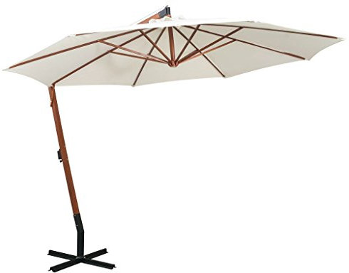 ShGaxin Parasol 350 cm Poteau de Bois Blanc,Parasol de Jardin Exterieur,Protection UV,Parasol,Parasol Plage,Parasol Balcon,Parasol de Jardin Exterieur,Protection UV,Parasol,