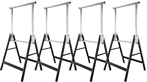 Peviasot set di 4 cavalletti per ponteggi telescopici, cavalletti pieghevoli con altezza di lavoro variabile 80-130 cm, regolabili in altezza su 7 livelli, cavalletti in metallo con capacità di carico