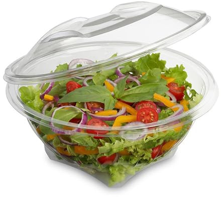 G.M. DISTRIBUZIONE 50 Vaschette Insalata da 1000 ml con Coperchio, Vaschetta Contenitore PET Riciclabile per Asporto Ristorazione Cibo Alimenti