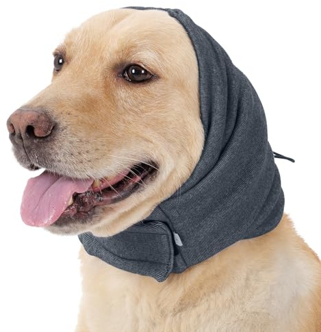 Lelepet Hunde Gehörschutz, Ohrenschutz für Hunde, Hund Ohrenschützer zur Geräuschreduzierung, Hund Ohrenpflege Lärmschutz, Haustier Beruhigender Kapuzenpullover, Grau S