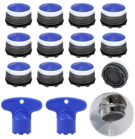 GWAWG 12 Stück Perlatoren für Wasserhähne,Wasserhahnluftsprudler,Wasserhahn Sieb,Wasserhahn Filter,mit 2 Strahlregler Werkzeug Schlüssel(M18,2)
