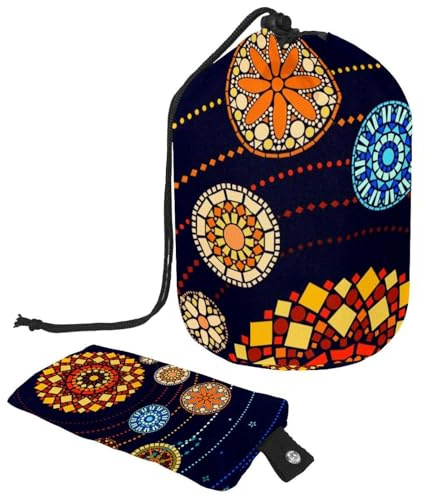 Eslifey Drawstring Cosmetic Bag, Barrel Shaped Portable Travel Makeup Bags, Solar System Large Capacity Waterproof Multifunctional Bucket Toiletry Bag