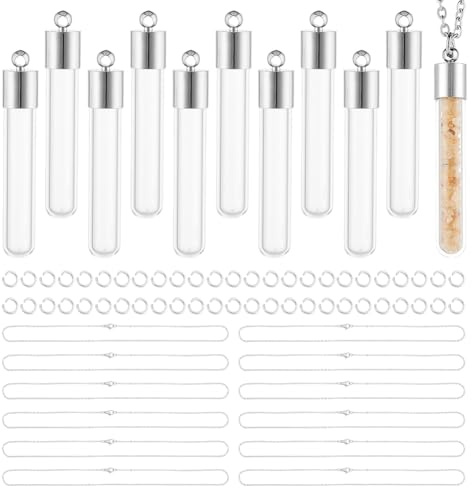 UNICRAFTALE 12 Set Glasfläschchen Halskette Zu Öffnender Glasfläschchen Anhänger Wunschflaschen Anhänger Glasbehälter Halskette Für Gedenk Andenken Einäscherungs Aschehalter Für Schmuckherstellung