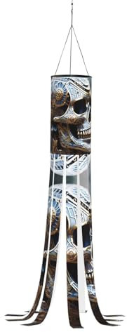 WCXTHGFA Interessanter Outdoor-Windsack mit Skelett-Druck, vielseitig, charmante Outdoor-Dekoration für Herbst, Erntedankfest, Winter