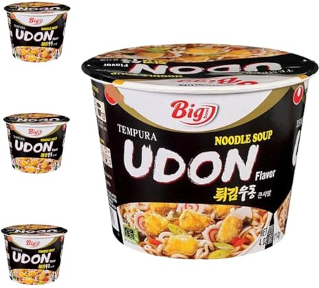 YIJIA | Pack 4 X 111g Ramen Coreano Cup Noodles Soup | Udon Tempura | Nong shim