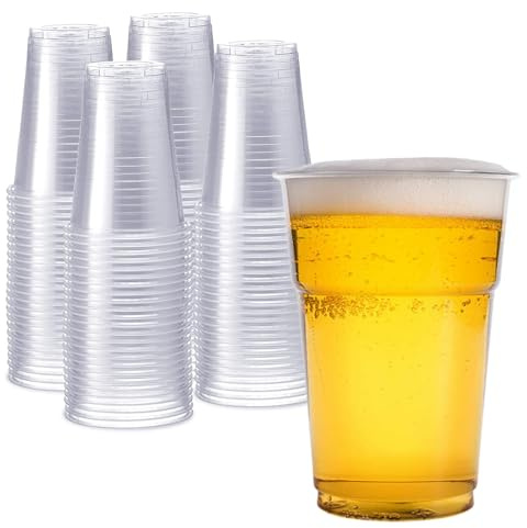 CaterCo Clear Strong Half Pint Cups 1000 Pack (10oz / 284ml) Disposable Plastic 1/2 Beer Pints Cup Eco-Friendly Recycle Hard for Party Event, Takeaway Beer Reusable Disposables (10oz - 1000 Pack)