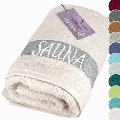 Lashuma badhandduk stor för kvinnor – män, Lima XXL bastuhandduk natur 100 x 200 cm