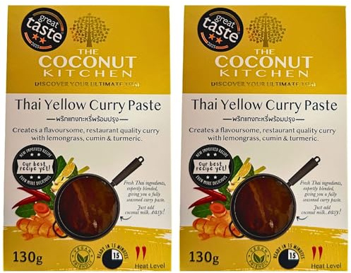The Coconut Kitchen – Easy Thai Yellow Curry Paste – VEGAN FRIENDLY - Gluten Free - Pack of 2 x 130g