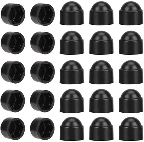 30Pcs Bolt Nut Protective Cap M8 X 13mm Plastic Hexagonal Screw Protection Cap Dome Plastic Bolt Caps (Black)