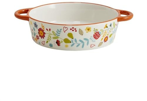 LICONG-2020 Ciotola da Forno Pirofila in Ceramica a Doppio Orecchio Pirofila for Formaggi in Stile Rustico Forno a microonde Ciotola Speciale Grande Teglia da Forno