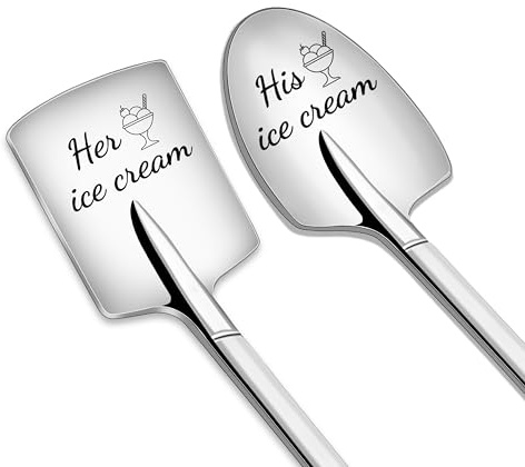 Gifts for Him Her - 2 Pcs His And Hers Gifts Ice Cream Spoons, Gift for Couple, Valentine's Shovel, Graduation Birthday Wedding Christmas Gift for Wife Husband Boyfriend Girlfriend Couple
