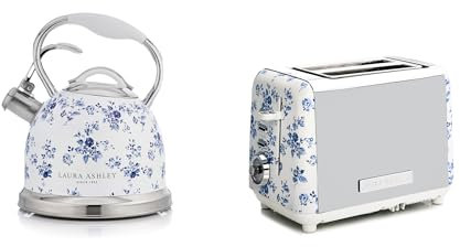 Laura Ashley Toaster und Wasserkocher Set von VQ - 2,5 L Edelstahl Wasserkocher für Alle Herdarten & 2-Scheiben-Toaster mit Auftau- und Aufwärmfunktion - China Rose