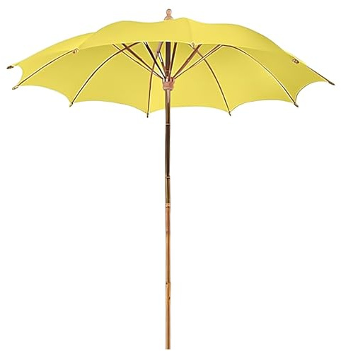 FMCAGNGAKP Parasol de Jardin Extérieur 220 cm, Parasol de Plage Portable avec Sac de Transport, Protection UV, Parasol de Marché en Bambou Fabriqué à la Main(Yellow)